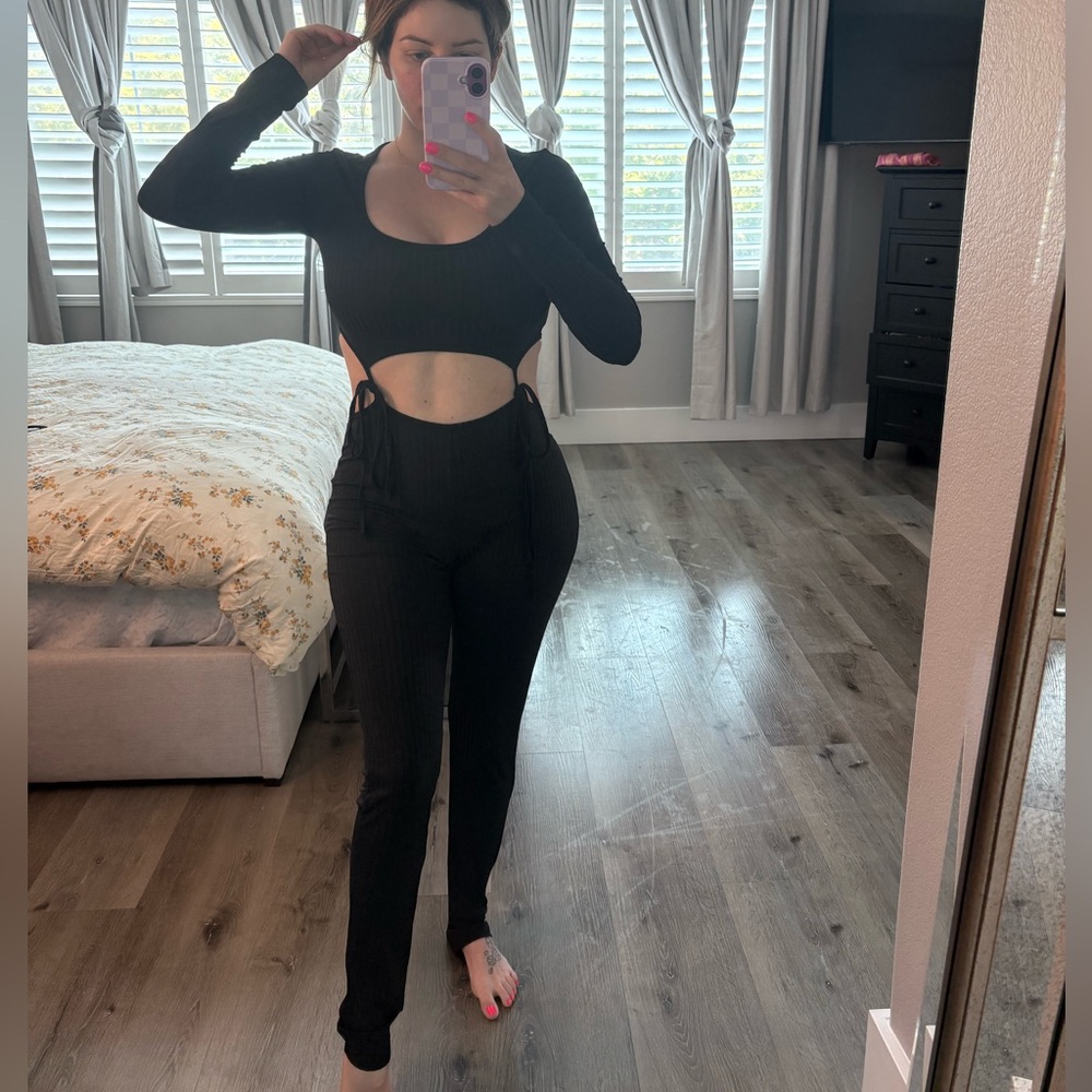 Stylish Black Cut-Out Jumpsuit